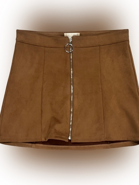Altar'd State Dresses & Skirts - Altar'd State Brown Faux Suede Front-Zip Mini Skirt - Made in the USA